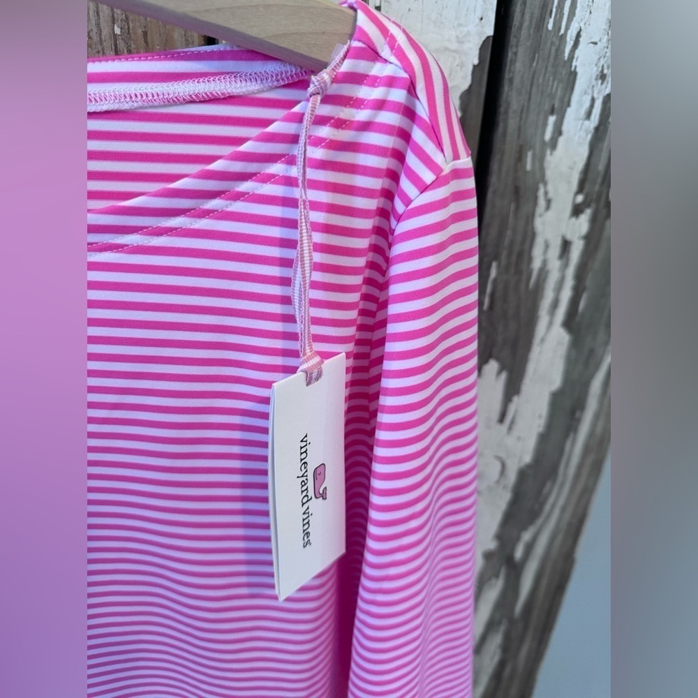 Vineyard Vine Striped Sankaty Boatneck top NWT Malibu Pink size small - Picture 6 of 9